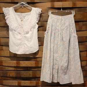 Gunne Sax Prairie Blouse and Skirt